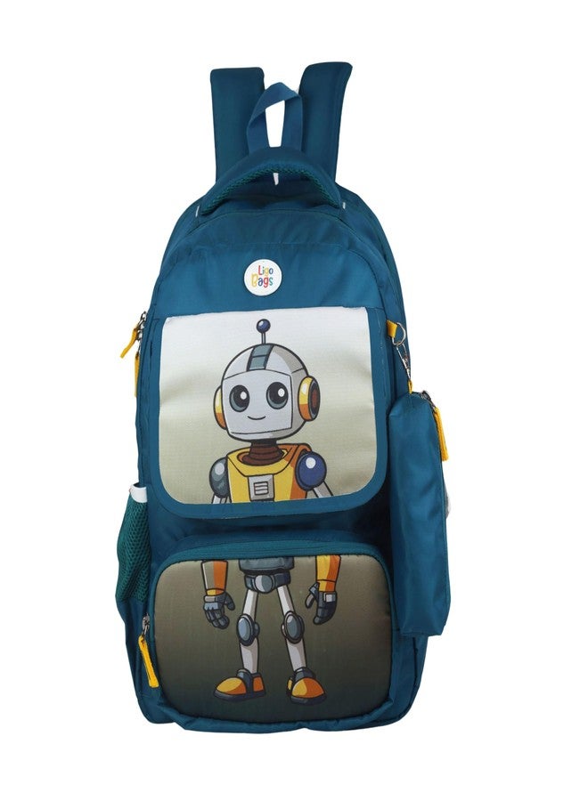 ليجو حقائب مدرسية من ليغو مقاس 16 بوصة بطبعة روبوت مستكشف الفضاء، مناسبة للأولاد والبنات | مناسبة للأطفال من الصف الأول إلى الثالث (أزرق داكن) - Image 1